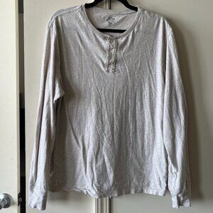 J.Crew Men’s Beige Long Sleeve Broken-In Henley Shirt Size Large